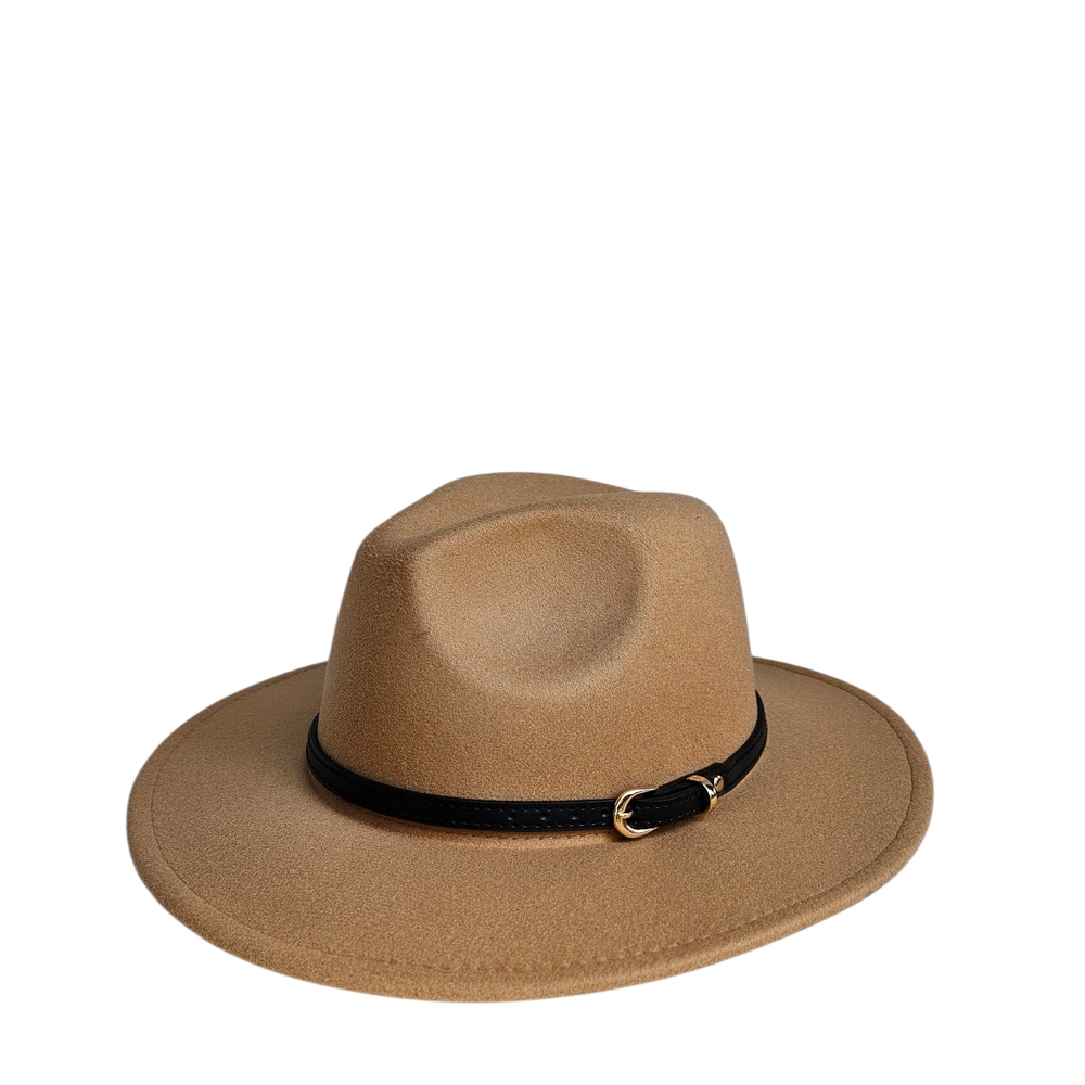 Chic Tan Fedora with Black Accent